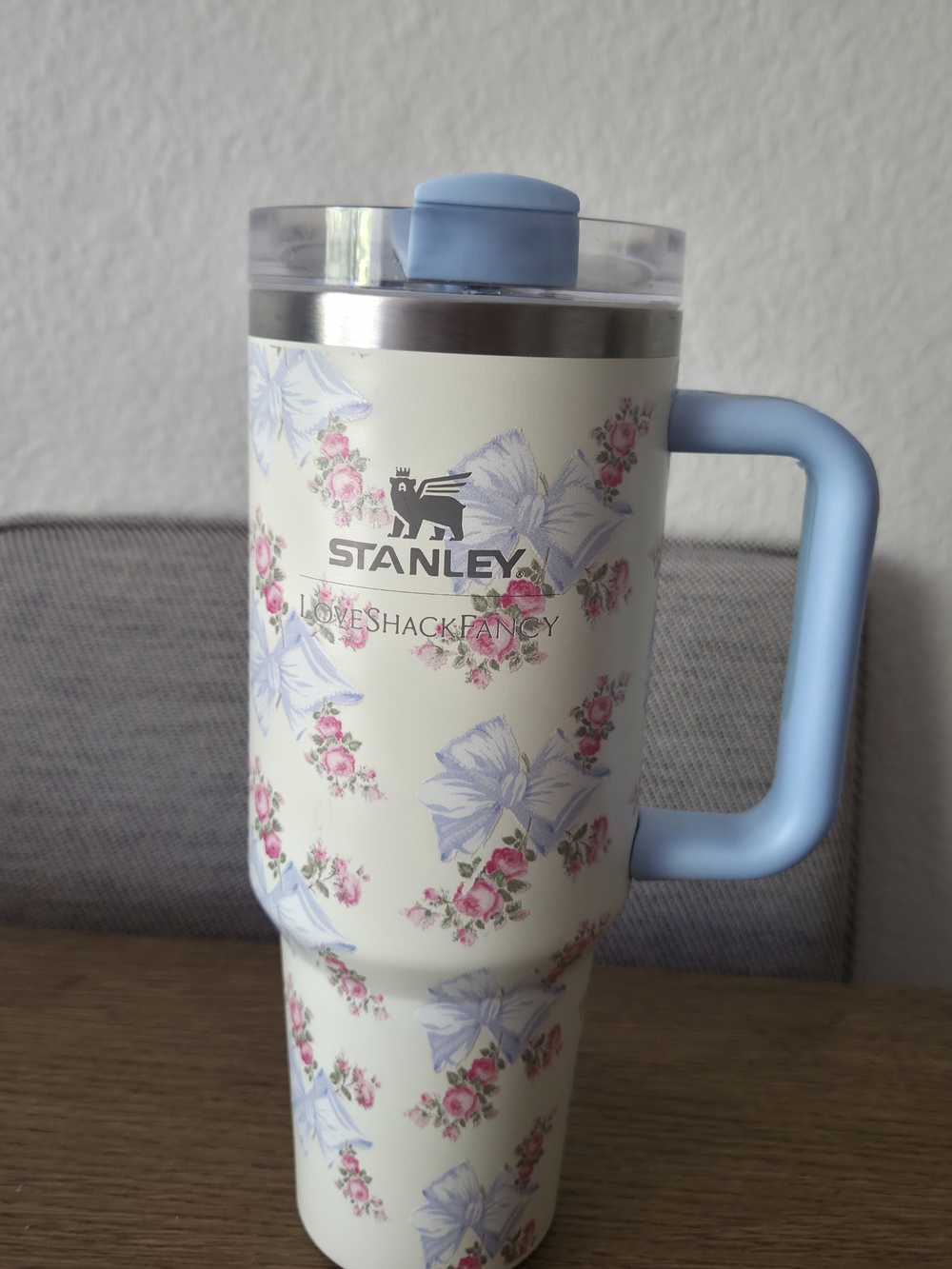 Stanley Floral Cream & Light Blue Insulated Travel Mug